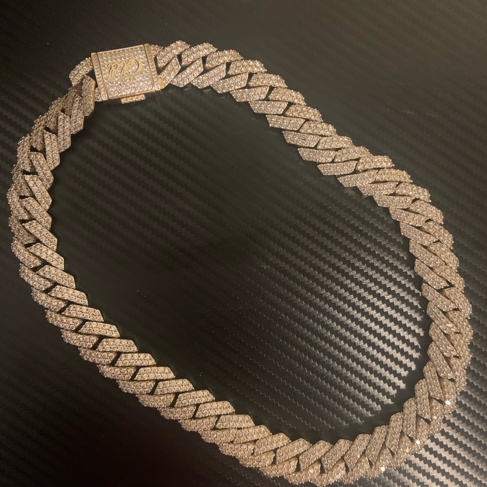 Diamond Prong Link Choker (19mm) in Yellow Gold